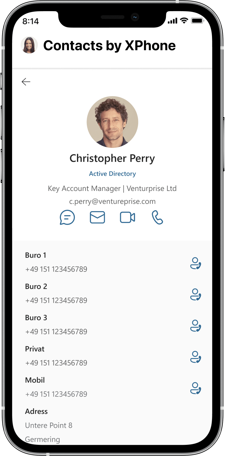 Contacts by XPhone iOS — fiche contact